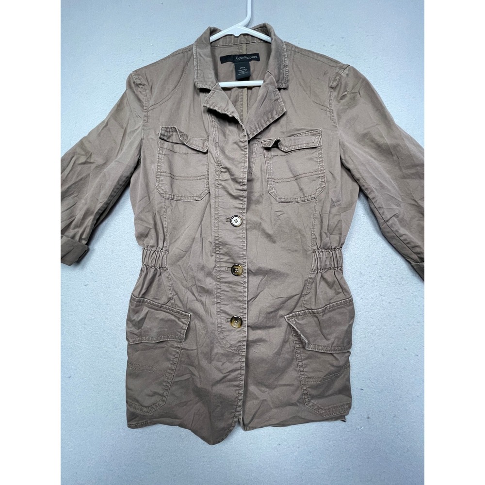 Calvin Klein Jeans Utility Field Jacket Cotton Brown Small Womens